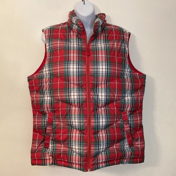- Land’s End plaid puffer vest/jacket size L - Picture 2 of 8